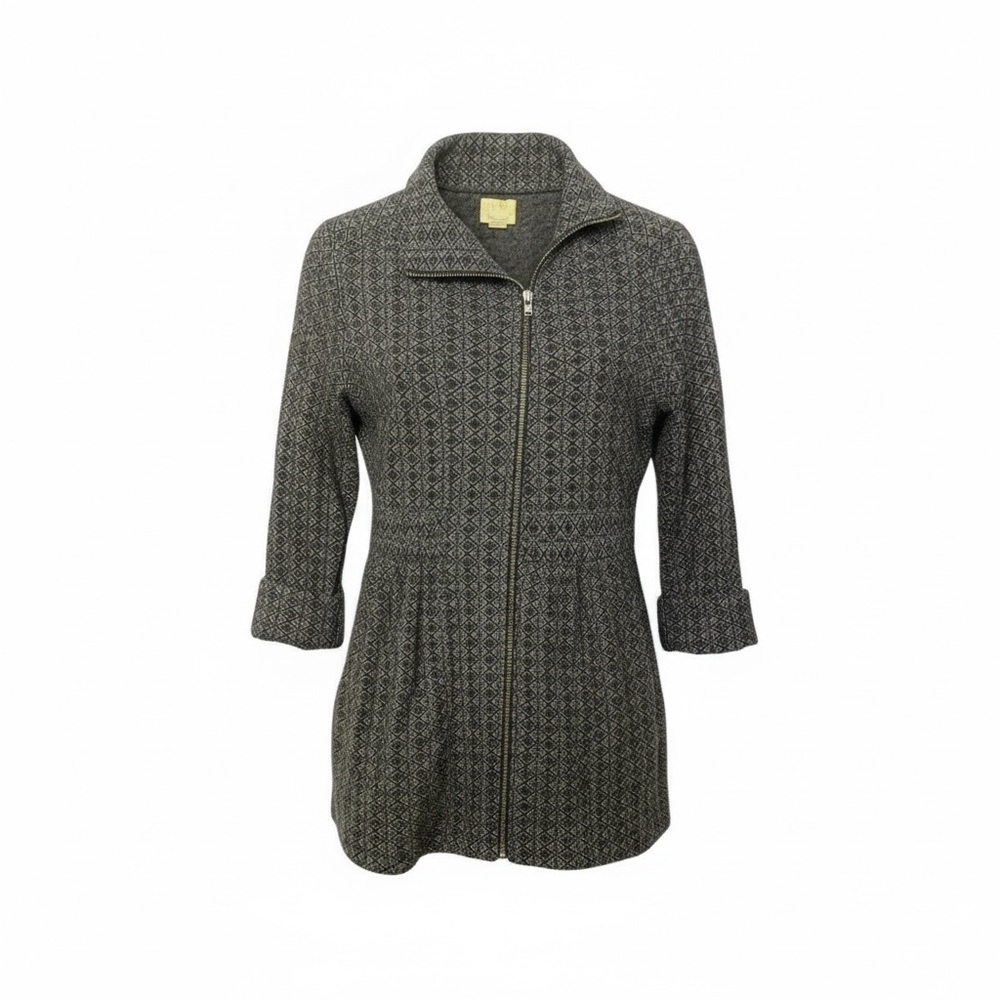 Telluride Zip Up Dress, thick wool blend, 2 Zippered Side Pockets, gray w black